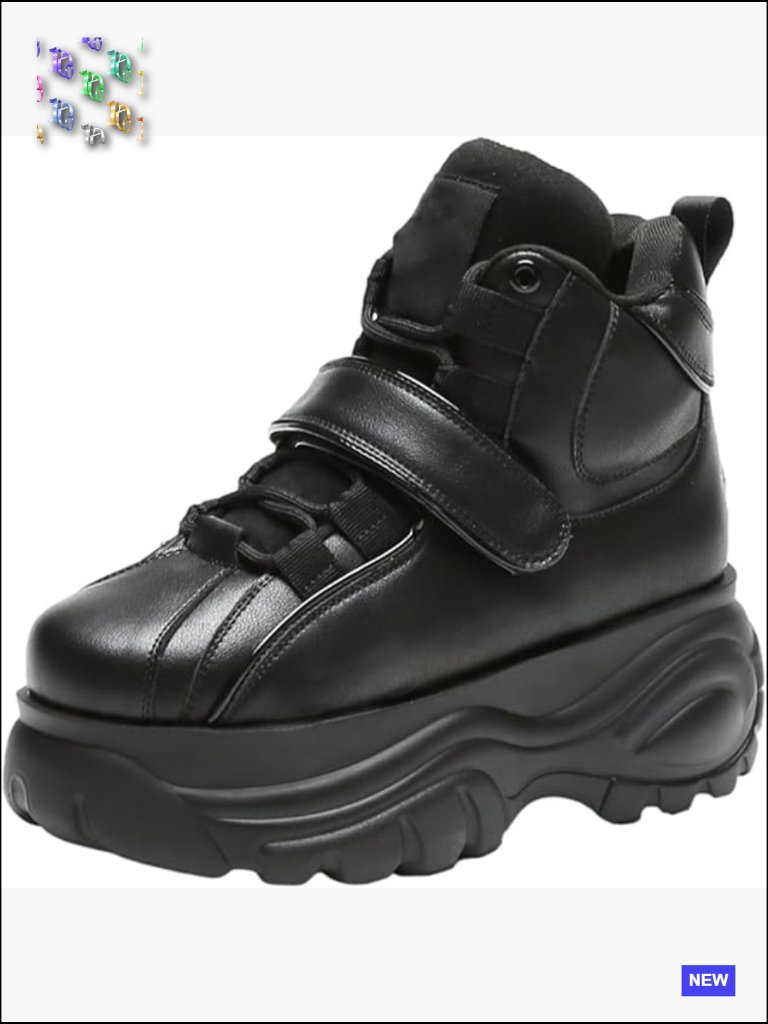 High Low Platform Chunky Sneakers Lace Up Wedge Heel Goth Punk Dad Shoes